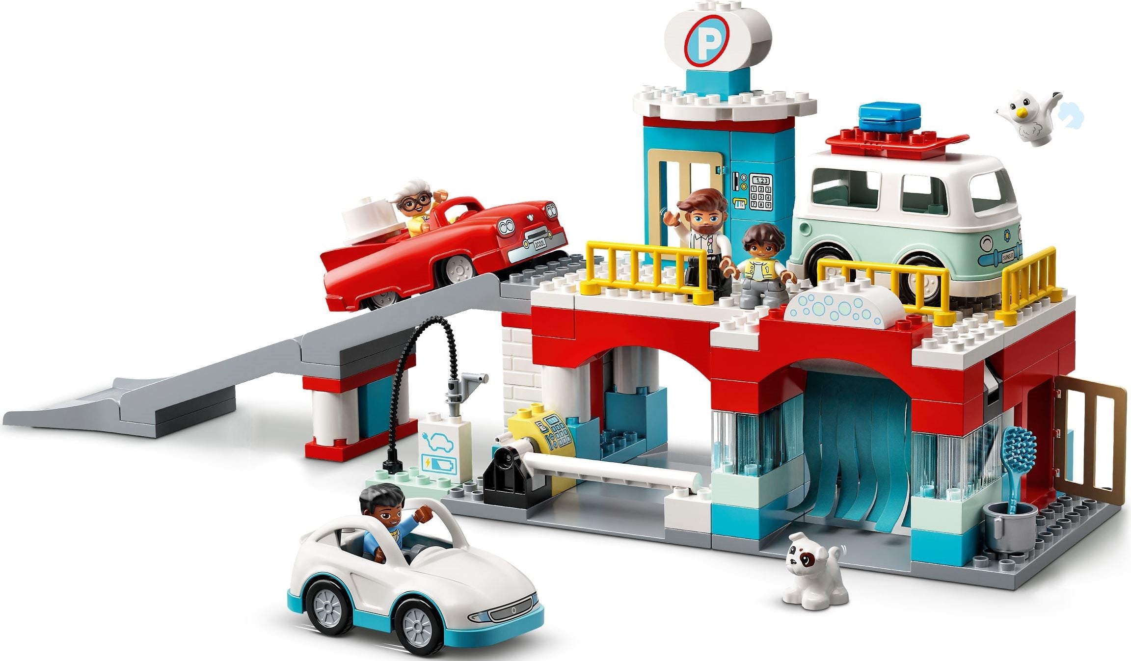 LEGO® parking garage with car wash