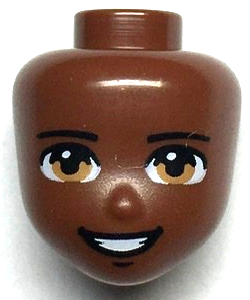 LEGO Minifigures heads (friends) - dark beige eyes, and open, smiling mouth (reddish brown)