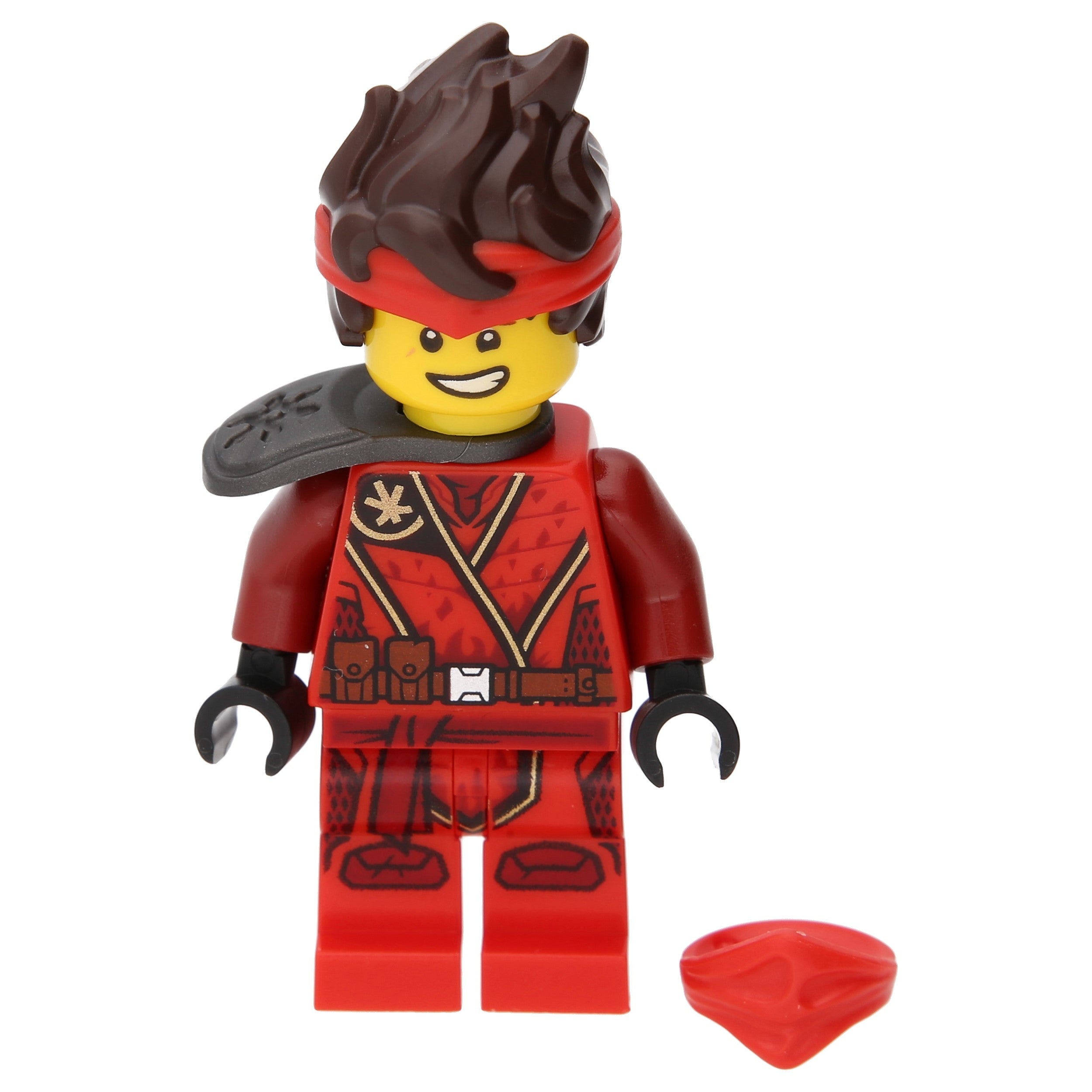 Lego Ninjago Minifigure - Kai with shoulder plate, hair and mask (secret of depth)