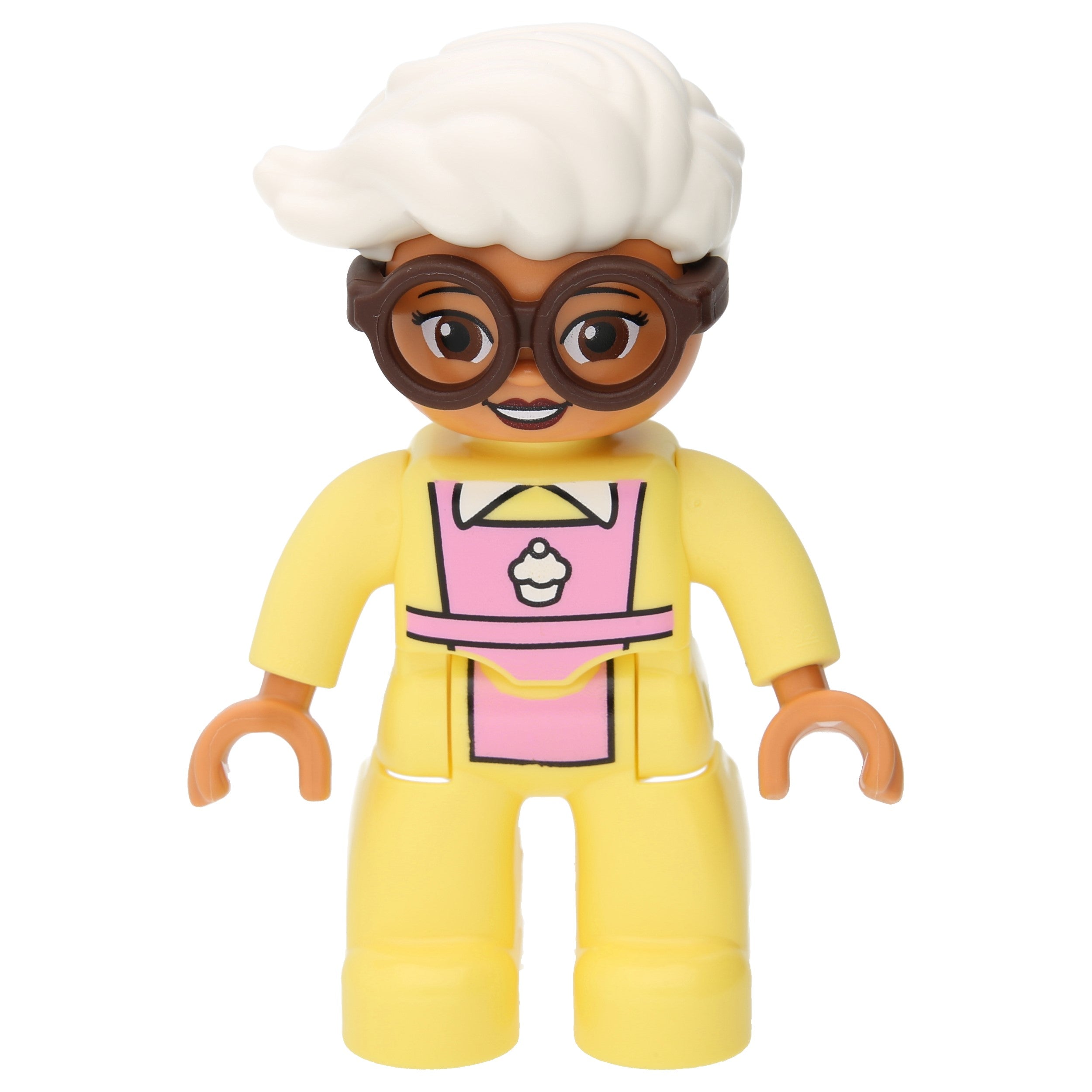 LEGO Duplo Figuren - Frau mit blassgelbem Anzug und dunkelbrauner Brille