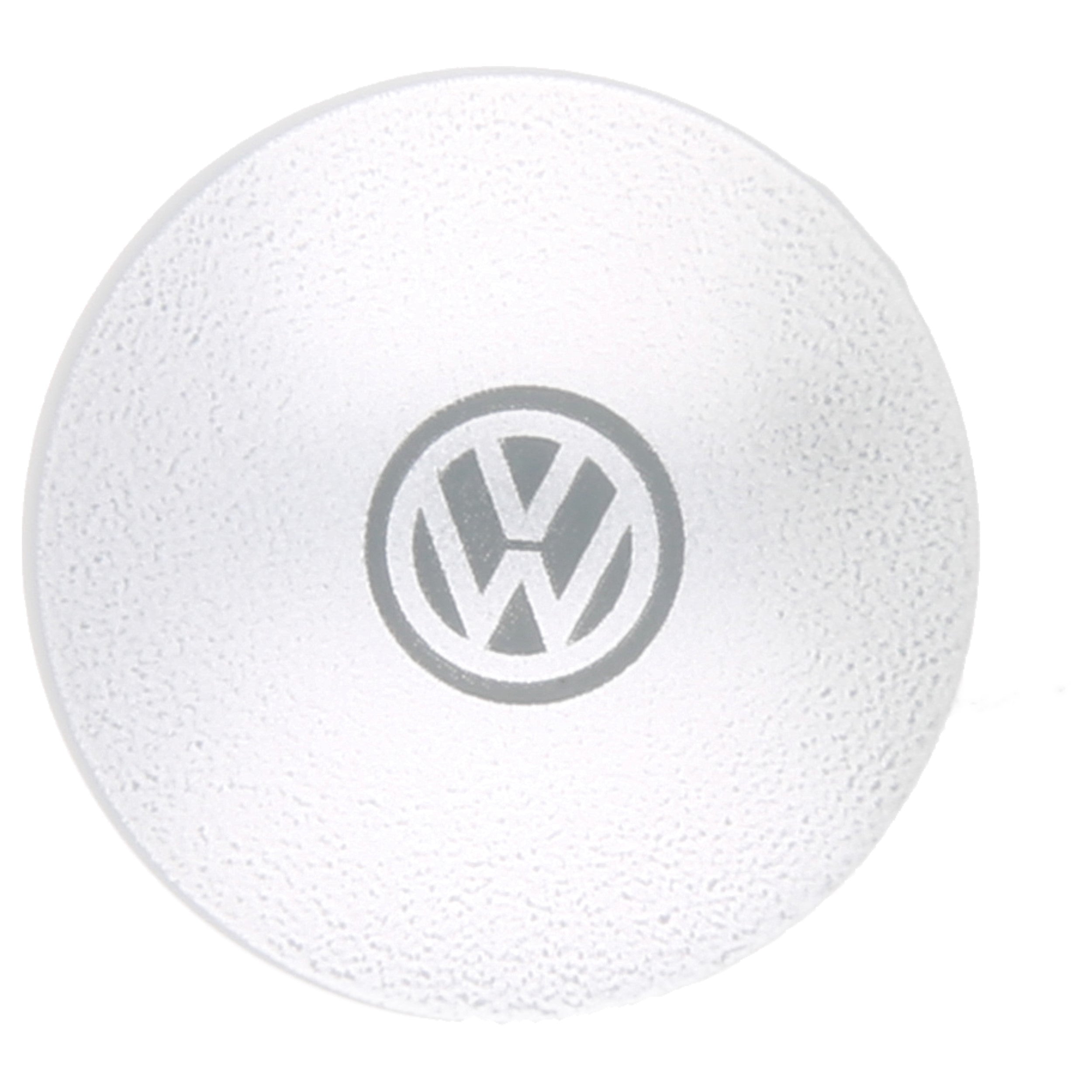 Lego plates (printed) - round plate 2 x 2 with round underside, VW logo on a silver background (light gray)