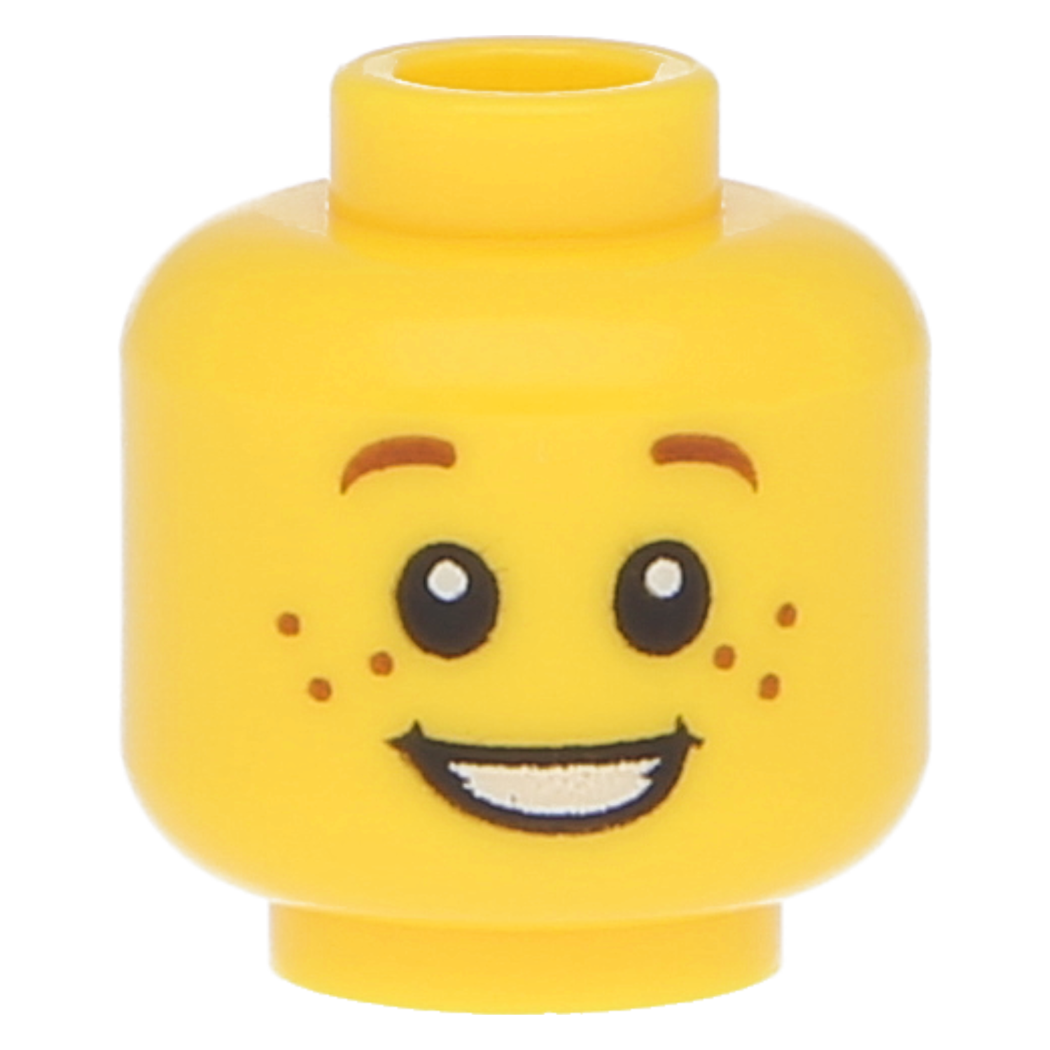 LEGO Minifigures heads (male) - white pupils, freckles and open smile