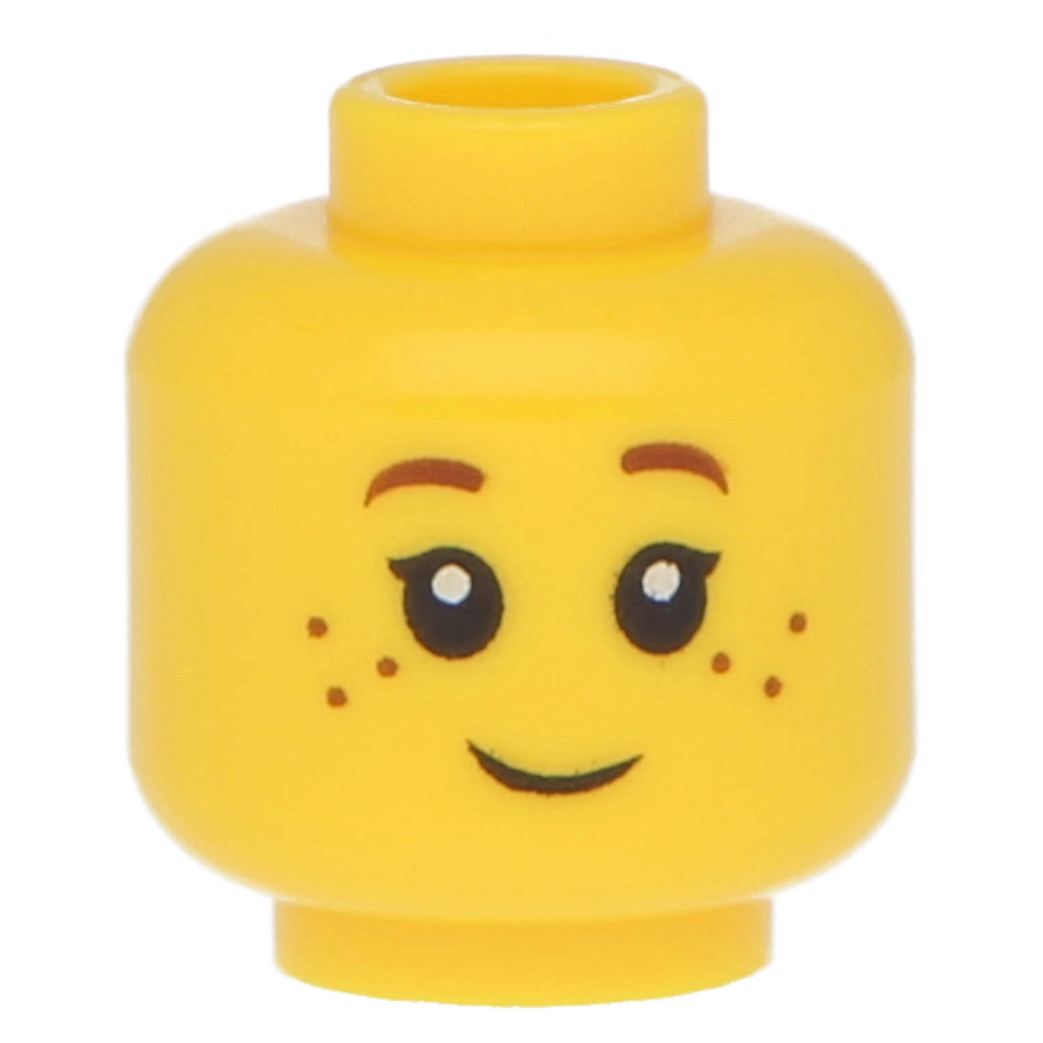 LEGO Minifigures Heads (male) - black eyelashes, brown eyebrows and freckles (deepened nubs)