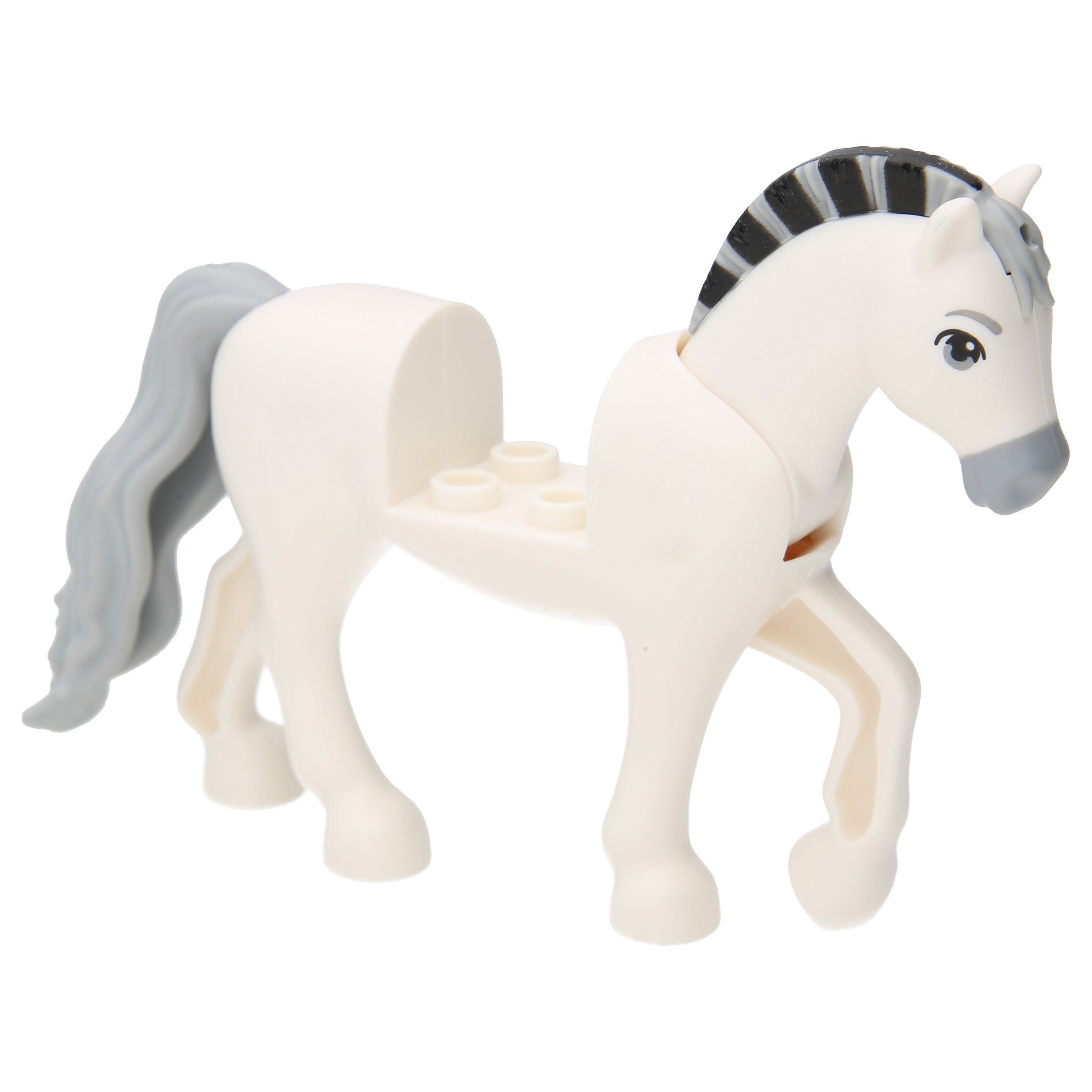 LEGO Horses - Movable Neck, Black Striped Manage and 2 x 2 recess (white)