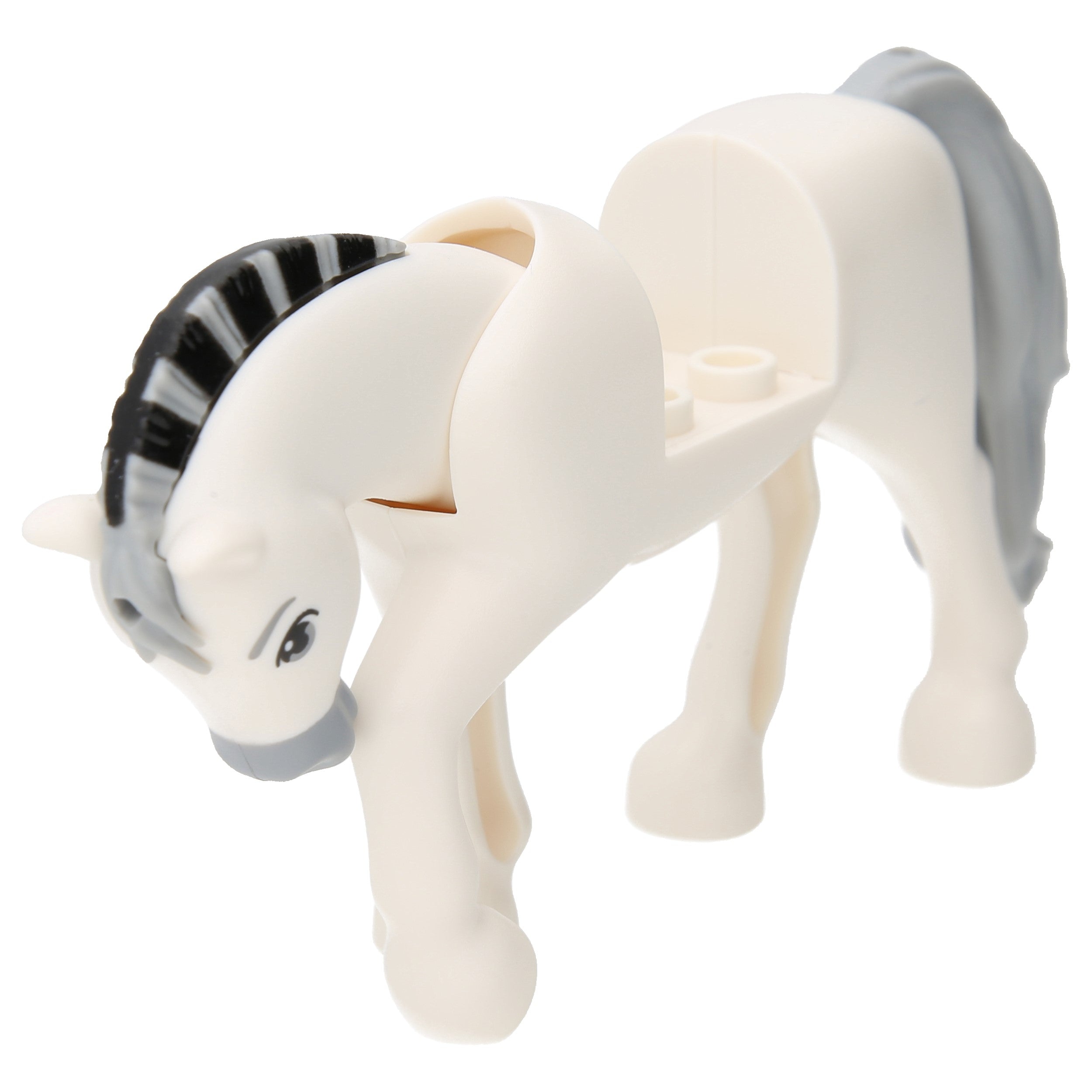 LEGO Horses - Movable Neck, Black Striped Manage and 2 x 2 recess (white)